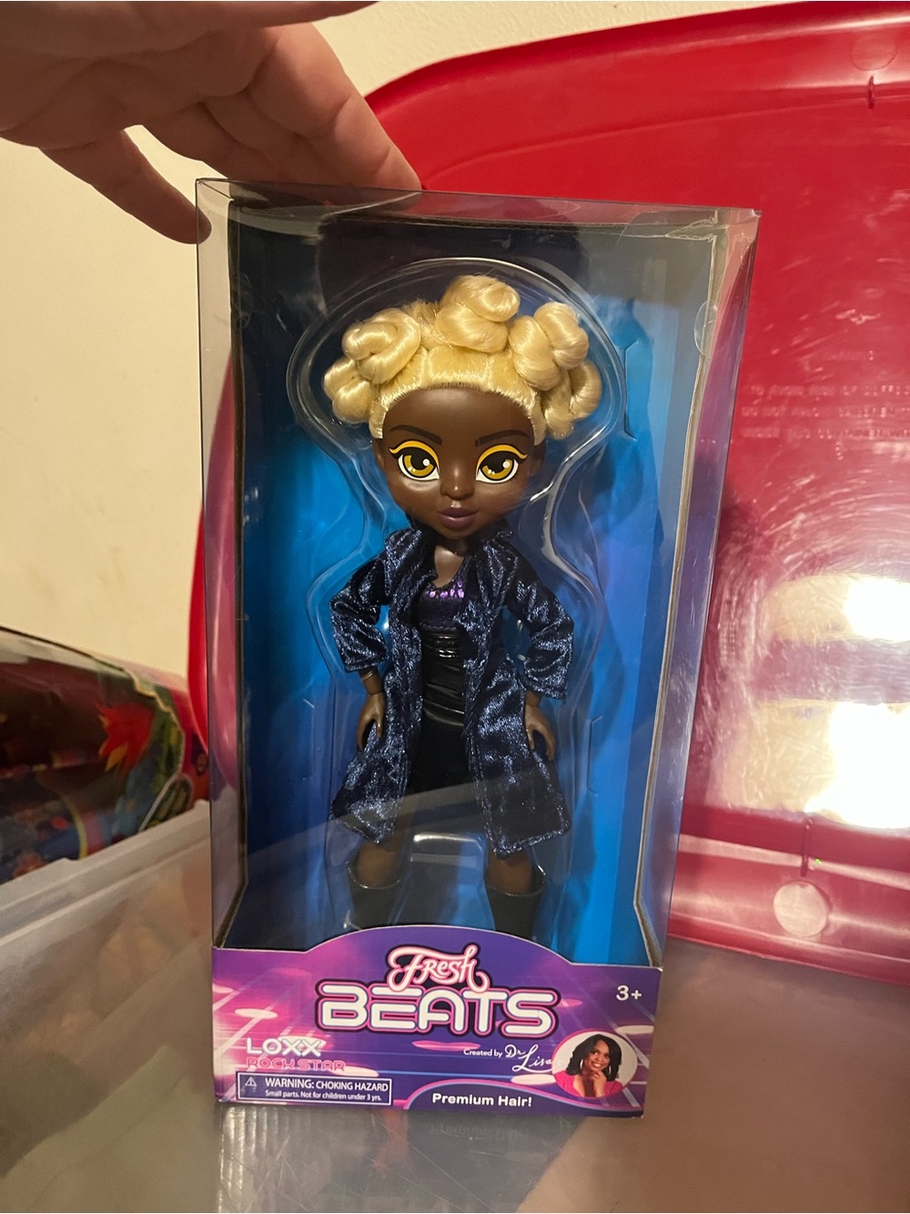 New in Box Fresh beats Loxx Blonde Hair Doll - Black Skin, Blue Outfit